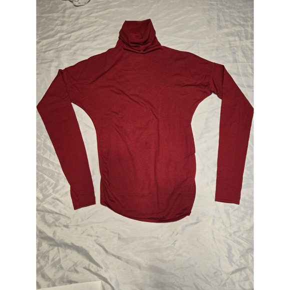 TSE Wool Blend Side Button Turtleneck Sweater Women's Small Red Fine Gauge Knit - Picture 5 of 7